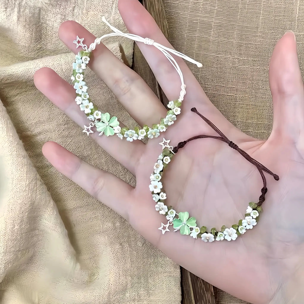 Bracelet tressé floral fait main