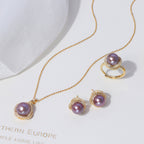 Purple Freshwater Pearl Jewelry Set - Nobility & Gentleness