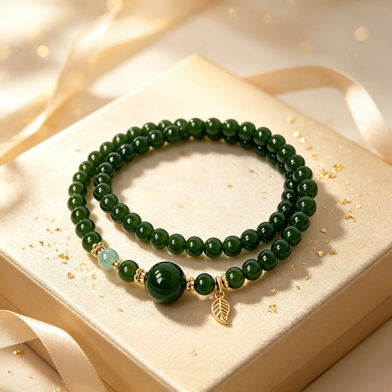 Bracelet en jade Hetian naturel Lotus Éclat Pur