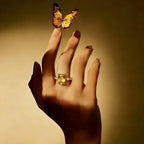 Bague en citrine naturelle ensoleillée attirant la richesse
