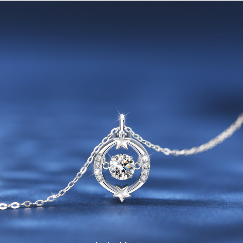 Moon & Star S925 Necklace - Celestial Lovers Night Sky Moon Star Talisman
