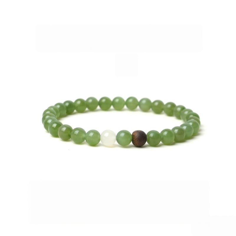 Natural Hetian Jade Bracelet - Pure Aura White Jade Accent Piece