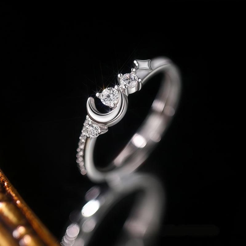 Bague ouverte Étoile et Lune – Portez votre fortune sous le ciel