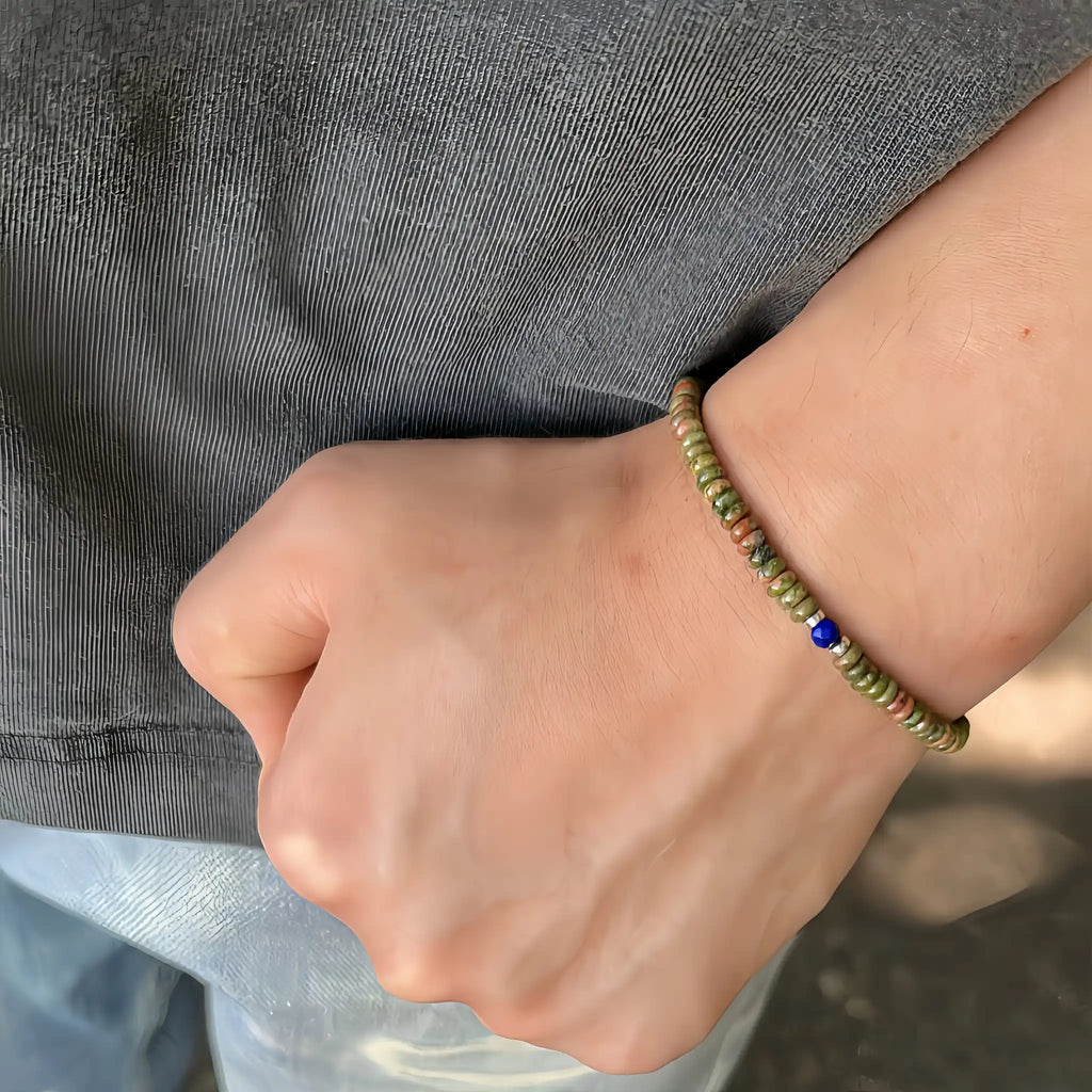 Natural Stone Abacus Bead Stackable Bracelet - guards inner peace