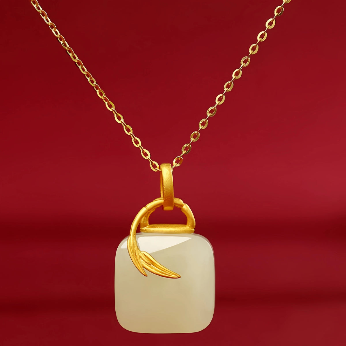 Hetian Jade Sugar Cube Necklace - Sugar Cube Charm for Sweet Blessings