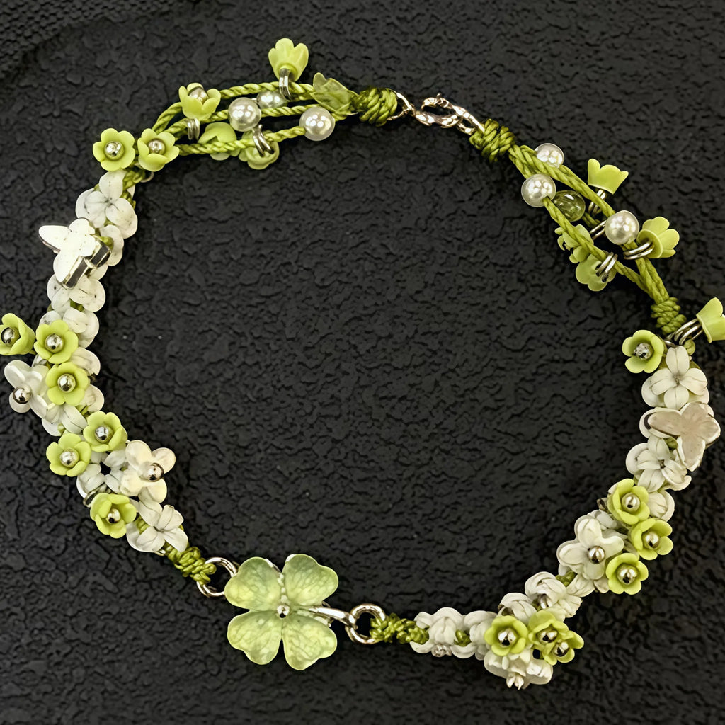 Bracelet tressé floral fait main