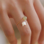 Bague Fleur Torsadée en Jade Hetian - Énergie Apaisante, Chance Durable