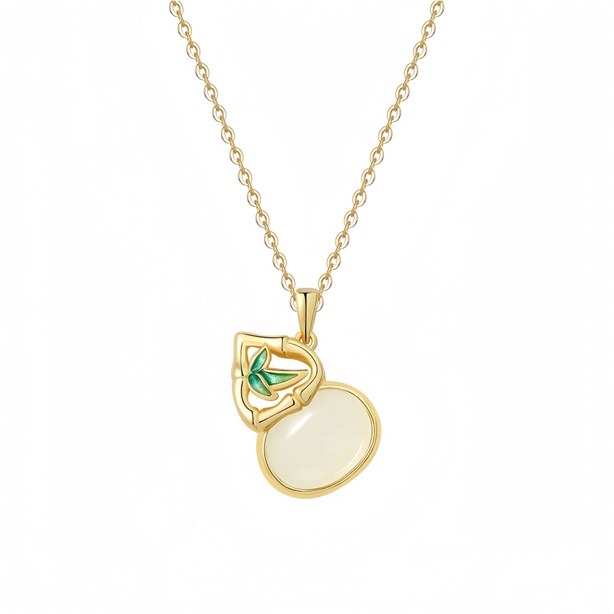 Nephrite Lotus & Gourd Necklace - Symbol of Purity and Blessings