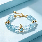 Bracelet porte-bonheur double couche aigue-marine - Souhait de l'océan