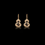 Hollow Gourd Tiger Eye Drop Earrings, Blessing Wealth Crystal Ear Jewelry