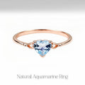 Heart Natural Aquamarine Birthstone Ring – Courage, Peace & Negative Energy Cleanser