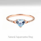 Heart Natural Aquamarine Birthstone Ring – Courage, Peace & Negative Energy Cleanser