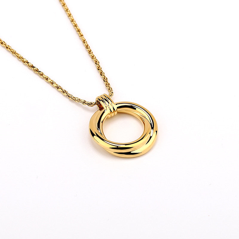 Vintage Double Circle Light Luxury Necklace, Elegant Daily Wear Jewelry