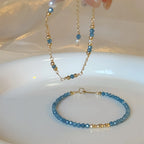 Natural Blue Apatite & Pearl Bracelet - Clear Mind & Gentle Self‑Expression