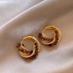 Boucles d'oreilles Veyra en Œil de tigre naturel — Modèle Corde Torsadée Meilleurs vœux pour une amie