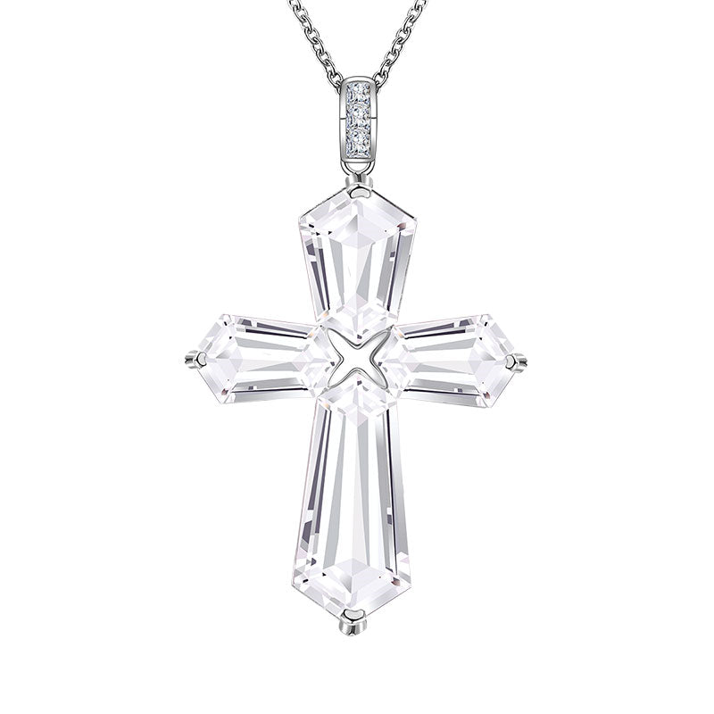 Divine Blessing Natural Clear Crystal Cross Necklace - The Master Healer Crystal