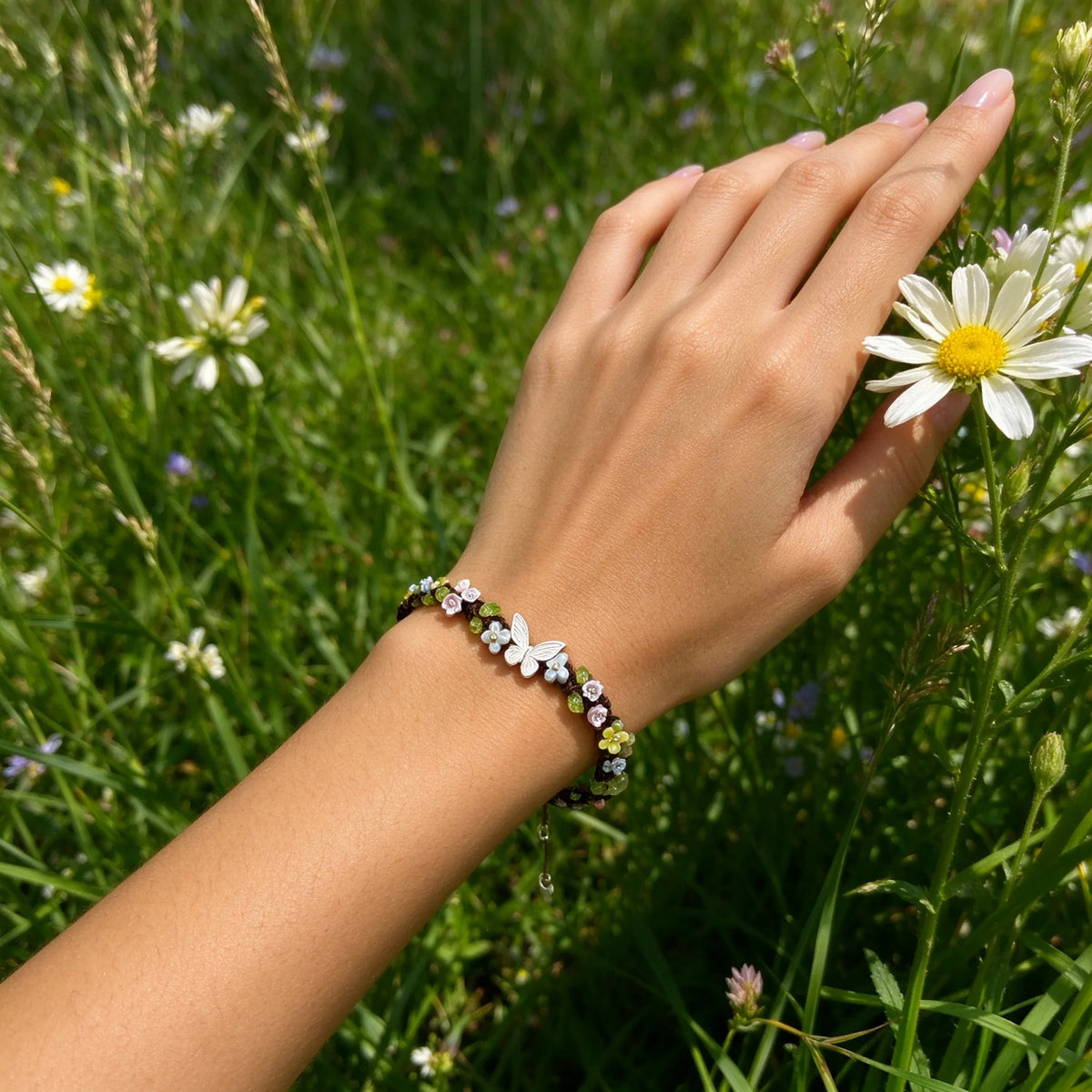 S925 Sterling Silver Butterfly Peridot Macrame Bracelet, Growth & Positive Energy Healing