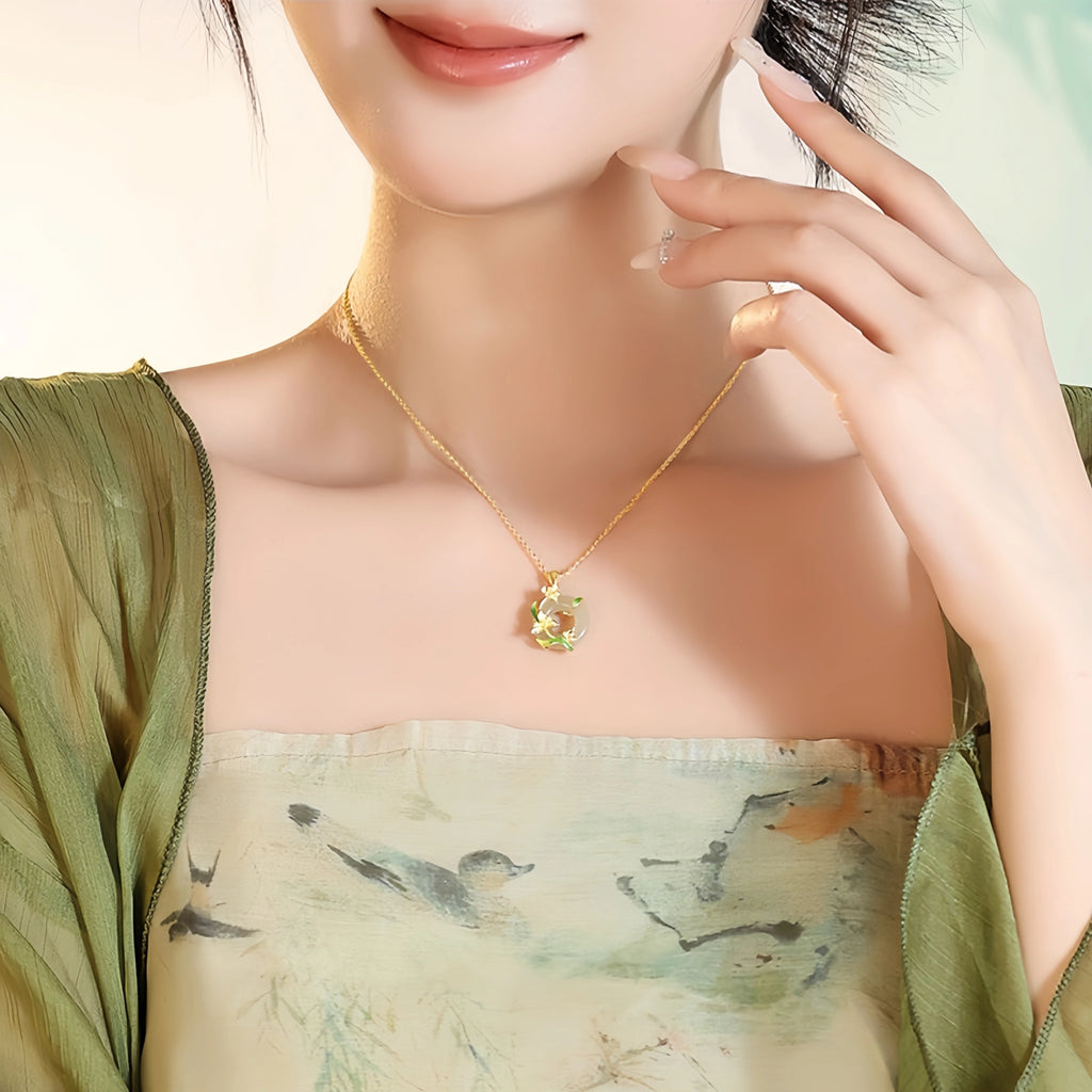 Nephrite Orchid Necklace - Symbol of Elegance and Gentle Virtue