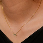 Devil's Eye Necklace, Pure Silver Zircon Vintage Collarbone Chain