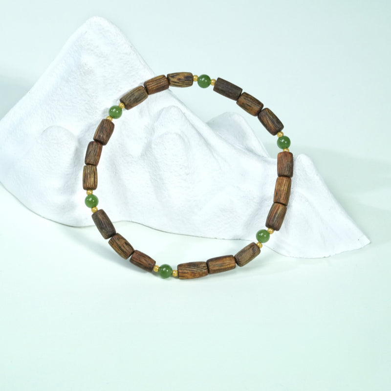 Bracelet en jade Hetian naturel Lotus Éclat Pur
