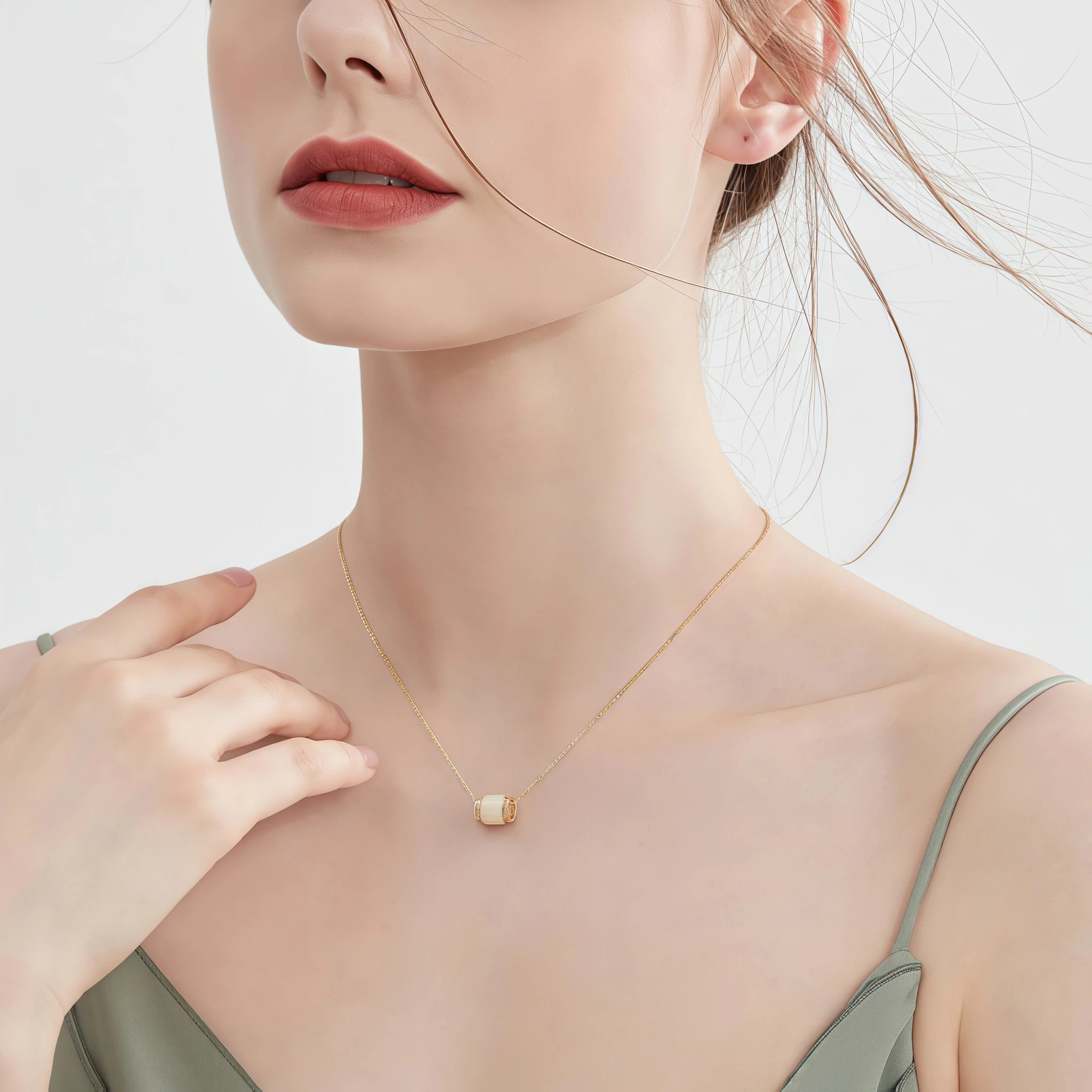 Collier en jade Hetian simple et sûr
