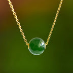 Dainty Natural Hetian Green Jade Bead Necklace - Calm & Peace