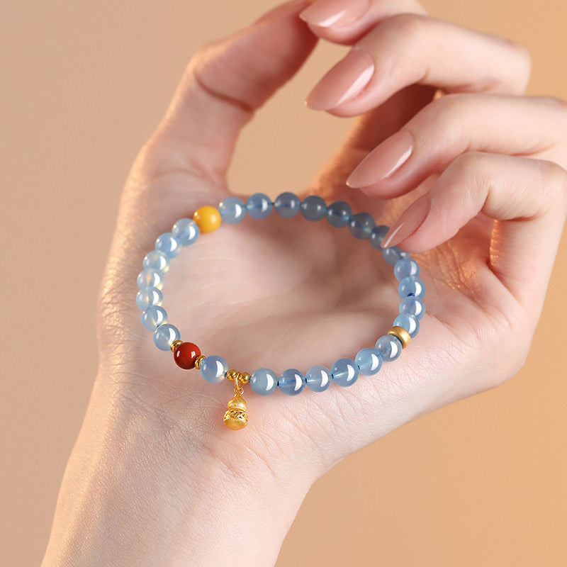 Bracelet en aigue-marine naturelle « Gourde de fortune »