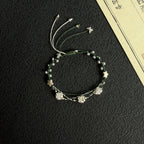 S999 Fine Silver Lotus Hand Braided Blue & Green Bracelet - Peace & Purification Energy