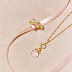 Bow Pearl Natural Rose Quartz Crystal Ring - Self-love First, Fortune Follows