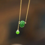 Green Jasper Bead Tassel Fine Necklace - Peace & Wholeness