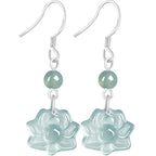 Boucles d'oreilles Jade Lotus Bleu Éclairant
