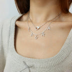 Custom Full Diamond Letter Pendant Necklace | 925 Sterling Silver Layered Name Necklace