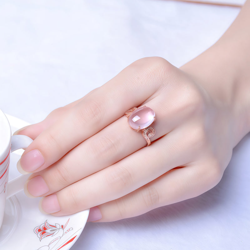 Bague en cristal rose « énergie d'amour doux »