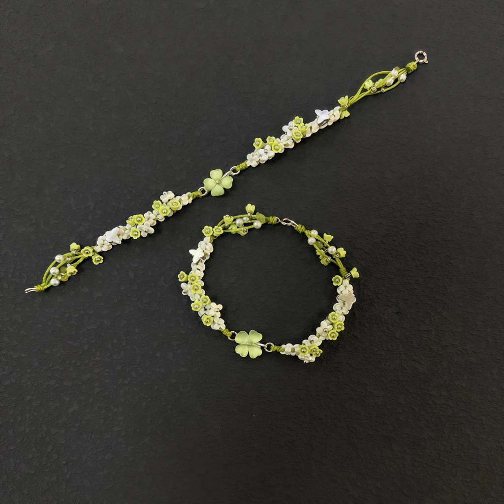 Bracelet tressé floral fait main