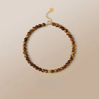 Natural Tiger Eye Stone Bracelet, 18K Gold Transfer Beads Bracelet