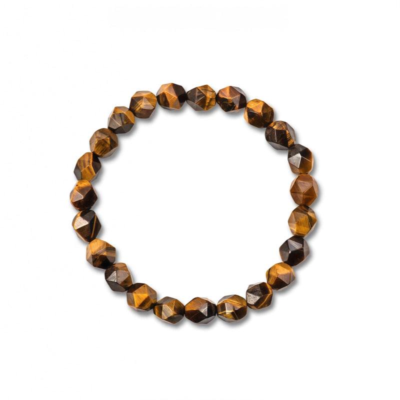 Bracelet en Pierre Naturelle Œil de Tigre Polygonale, Tendance Personnalité, Cadeau Couple