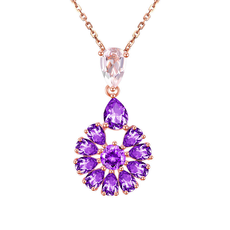 Royal Purple Bloom Natural Amethyst Necklace - Calm & Clarity