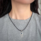 Pendentif Trèfle à quatre feuilles bleu en cristal naturel – Cadeau porte-bonheur pour elle / Maman