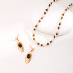 Boucles d'oreilles Oculus Layer en œil de tigre naturel — Cadeau élégant idéal pour maman
