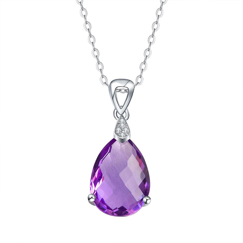 Serene Violet Drop Natural Crystal Necklace — Find Balance with Amethyst Energy