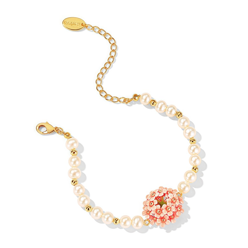 Bracelet perlé Fleur de cerisier Bracelet en émail grappe de fleurs Luxe léger