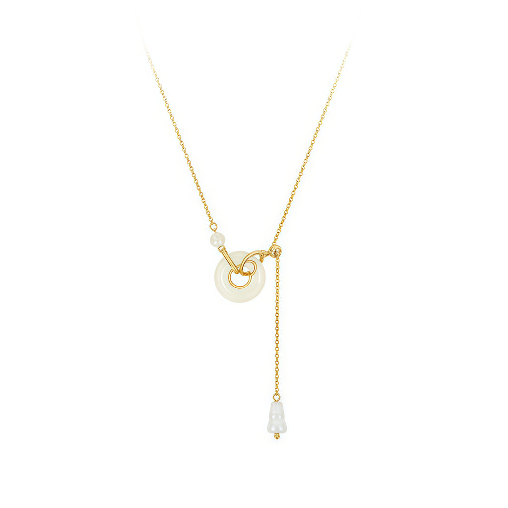 Natural Hetian Jade Peace Donut Gourd Necklace - Blessing & Calm