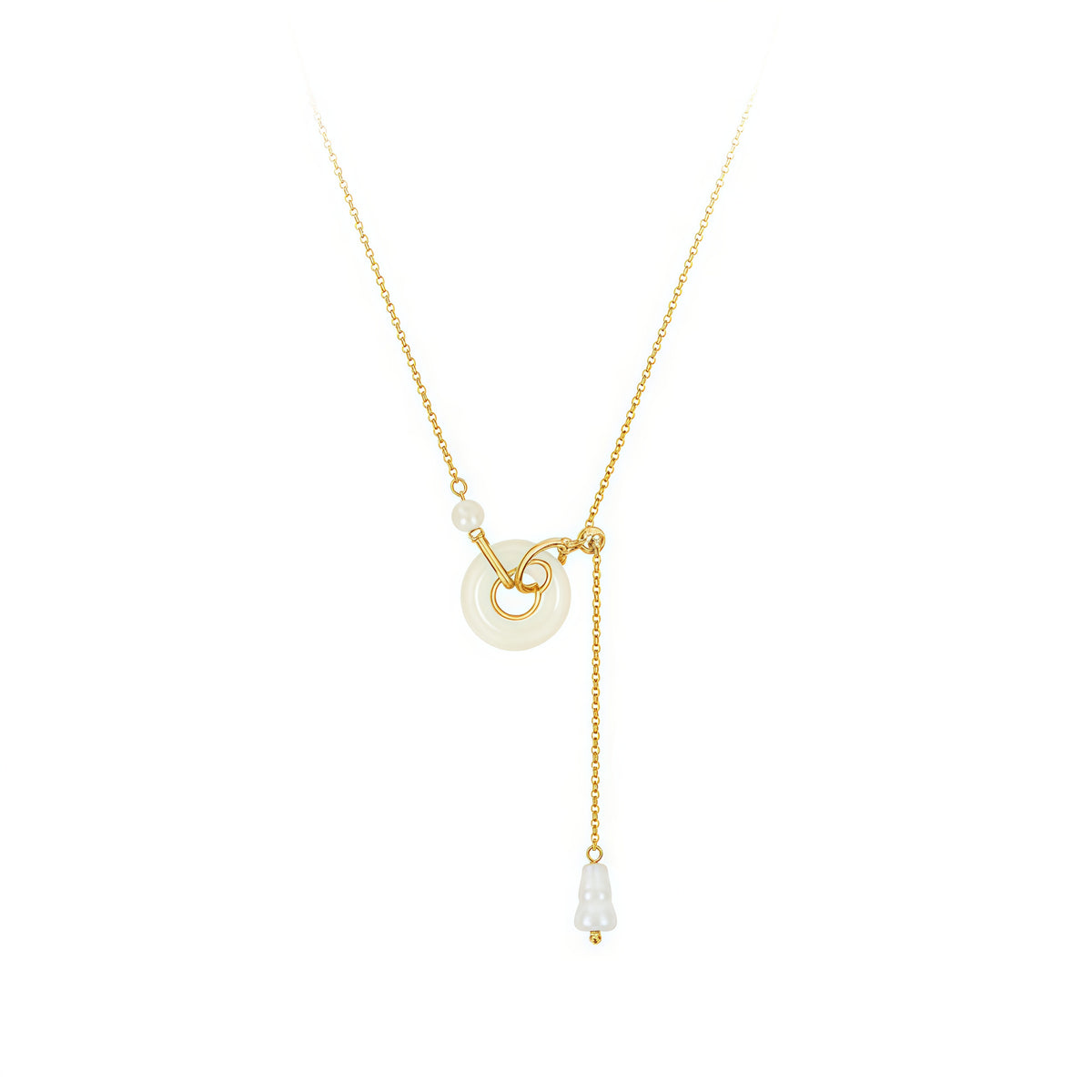 Natural Hetian Jade Peace Donut Gourd Necklace - Blessing & Calm