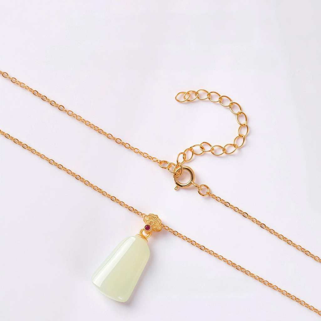 Natural Trapezoid Hetian Jade Wu Shi Pai Necklace - Peace & Purity