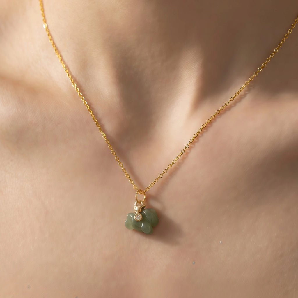 Natural Hetian Jade Pony Pendant Necklace - Success & Peace