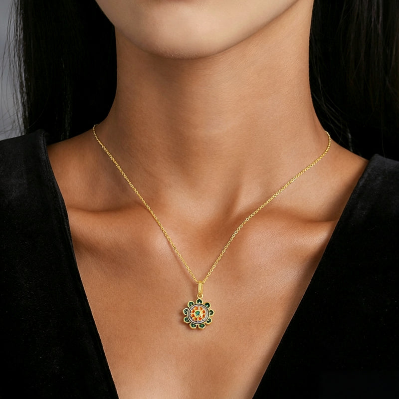 Green Lotus Necklace - Guards Constant Good Fortune