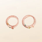 Natural Rose Quartz Ring Flower Bracelet - Inner Peace and Gentle Healing