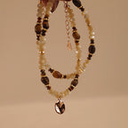 Tiger Eye & Shell Bead Bracelet for Women, Adjustable Extension Chain with Leaf Pendant