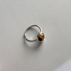 Natural Tiger Eye Stone Ring, Irregular Lucky Bean Girl Ring