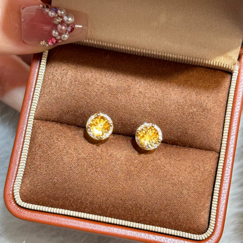 Firework Cut Citrine Earrings – Attract Wealth & Career, Super Sparkle Energy